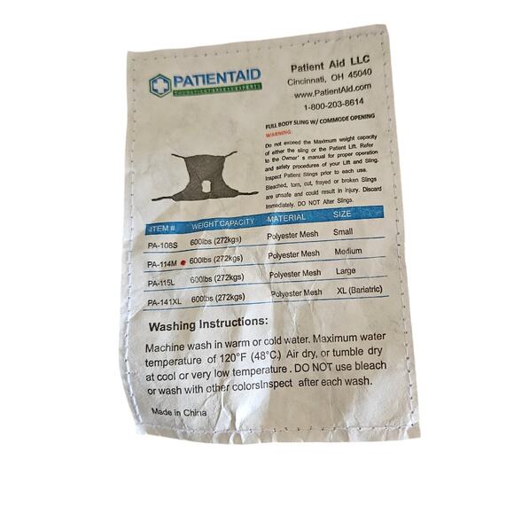 Patient Aid Full Body Commode Sling - Medium, 200lb. Maximum Carrying Capacity - Picture 2 of 6